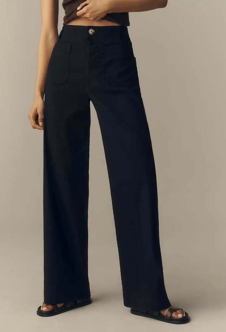 Maeve The Colette Pants Size 29 Black Wide Leg Linen Blend